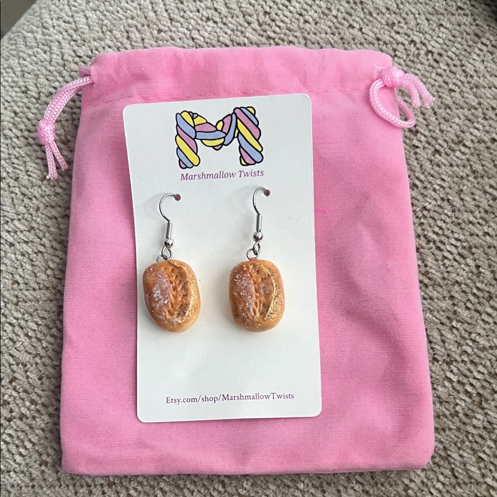 Marshmallow Twists Bread Earrings for the foodie